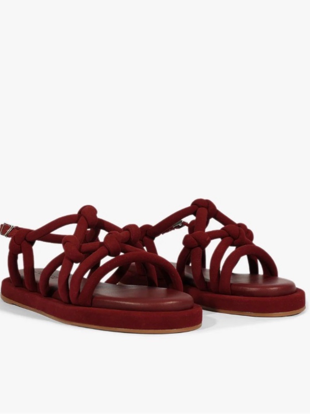 NWT Schutz Size 7, Knotted Strap Flat Sandals - Burgundy